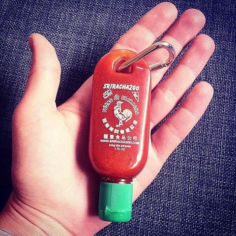 Sriracha keychain